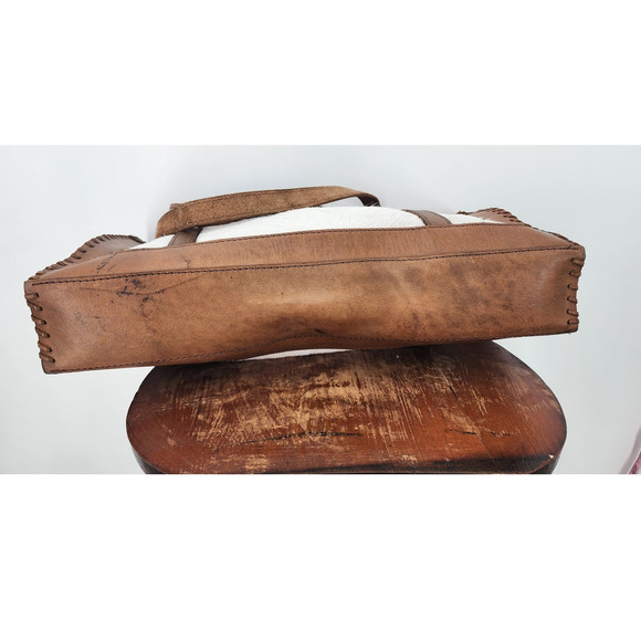 Gitano Urbano Collection Tote Purse Calf Hair Handmade Leather Brown - Picture 11 of 12